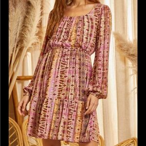 NWT Savanna Jane Printed Long Sleeve Dress Size Medium